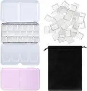 51 Pcs Watercolor Paint Palette and Half Pans Set Watercolor Tin Box, Metal Palette Paint Case with Lid Empty with Storage Bag for Travel Artist(Pink)