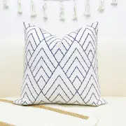 Linen Embroidery Decorative Throw Pillow Cover Pillowcase Geometric Pattern Cush