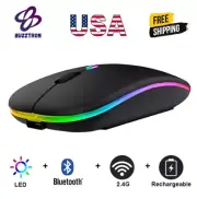 2.4GHz Bluetooth Wireless Optical Mouse USB Rechargeable RGB Mice for PC Laptop