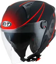 KYT D-City Colorful, open face helmet , color: Matt Black/Grey/Red , size: M