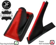 BLACK&RED LEATHR GEAR BOOT WITH TOP RING+HANDBRAKE BOOT FOR HONDA CIVIC 88-95 (for: Honda)