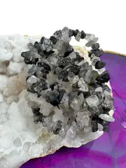 5x Rutilated Quartz Crystal Chip Bracelet Natural Gemstone Spiritual Creativity