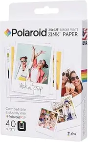 POLZL3X440 3.5 x 4.25 inch Premium Zink Border Print Photo Paper (40 Sheets) Compatible with Polaroid POP Instant Camera & Polaroid 3x4 Printer, White