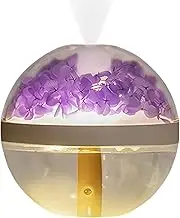 Moreeulsi Mini Humidifier, Preserved Flower Portable Humidifier, Flower Night Light USB Rechargeable 270ml Capacity Air Hydration for Bedroom Living Room Home Plants