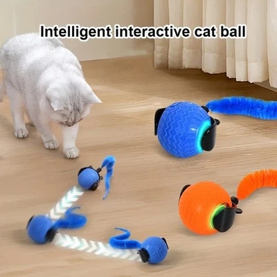 nteractive Cat Toy Ball USB Rechargeable w/ Tail Smart Motion Pet Toys Indoor