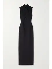 [Roksanda] Roksanda - Kamaria Tie-neck Cutout Crepe Gown - Black - UK 14 UK 14 Black