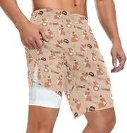 [ZZXXB] I Love Corgi Athletic Shorts for Men with Pockets 2 in 1 Quick Dry Running Shorts S-3XL