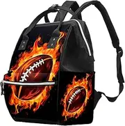 Travel Backpack for Men,Backpack for Women,American Football in Fire,Backpack, K5wd6nfwabku, 10.6x7.8x14 in