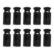 Black Plastic Toggles Spring Stop Drawstring Rope Cord Locks 10pack
