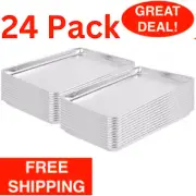 24 Pack Half Size Aluminum 13"x18" Bun Sheet Baking Pan Wire Rim Commercial CPS