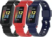 intended for Fitbit Charge 5 Bands with Bumper, TPU Sport Protective Case Rugged Protector Replacement Strap Accessories intended for Charge 5 Smart Watch (3*colorA)