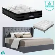 King Premium Package | Elouera Bed Grey, Luna Series Euro Top Mattress (Medium Firm) & Bonus Mattress Topper!