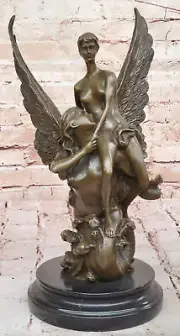 Signed Milo Bronze Artwork: Leda`s Encounter with the Swan – Mythological Figure