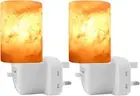 2Pcs Himalayan Salt Lamp, Natural Crystal Salt Rock Lamps, Warm Orange Nursery W