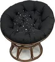 Waterproof Seat Cushion Outdoor Papasan Round Thickened Patio Chair Cushion with Ties for Swing Cradle Rocking Hammock Rattan Hanging Chair Pad(Black,50x50cm)