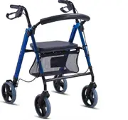 Deluxe Foldable Aluminium Rollator for Elderly: Easy Assembly, PVC Seat, Detachable Wheels