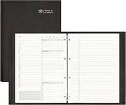 EMSHOI Undated Daily Planner 8.5" X 11", A4 To Do List Notepad, 240 Refill Pages Ring Binder Planner, Hardcover Leather Appointment Book for Work, with Yearly Schedule, Habit Tracker, Black