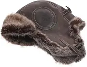 [ROMISBABA] Djustable Ear Flap Hat for Outdoor Trapper Hat Face Warm Thick Fleece Ski Cap for Men Women Black Brown, Black, Medium