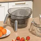 Food Soaking Container Rice Filter Basket Capacity Rice Washer Strainer Bowl
