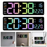 Color Digital Wall Clock Alarm Function Date And Temperature Display Four Modes