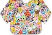 Bumkins Disney Sleeved Bib for Girl or Boy, Baby and Toddler for 6-24 Mos, Essential Must Have for Eating, Feeding, Baby Led Weaning Supplies, Long Sleeve Mess Saving, 100 Years of Fun
