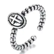 3PCS Silver plating Ring Fashion Woman Jewelry Retro Simple Adjustable Cross Ring