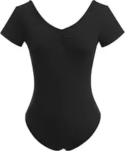 [FYMNSI] Women's ballet suit, ballet bodysuit, sports dance bodysuit, short sleeve bodysuit, backless, lace, one-piece leotard