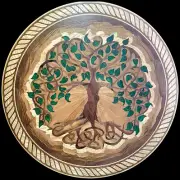 TREE OF LIFE Wood & Stone Inlay Hardwood Floor Medallion/Wall Art