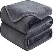 HOZY Soft Blanket King Size Fleece Warm Fuzzy Throw Blankets for The Bed Fluffy Lightweight 350GSM Dark Grey 90 108