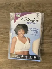 Playtex 18 Hour Front-Close Wirefree Bra Flex Back 36D Beige 4695 NWT