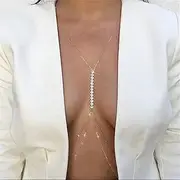 Woman's Sexy Body Chain,Chest Chain Diamonds Beach Bra Chain Crystal Bikini Lingerie Decorate