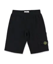 Stone Island Junior Compass-Patch Elasticated Waistband Shorts 12,8Y,6Y,4Y,14Y,3Y,12Y,10Y Black