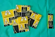 *COASTERS SET of 4 and/or KEYCHAIN key APPALACHIAN STATE UNIVERSITY handmade