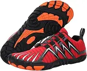 [Footrue] Explorer Max Non-Slip Ultra-Light Barefoot Shoes Men’s Trail Running Shoes Wide Toe Box Barefoot Sneakers, Red, 8.5 Women/7.5 Men