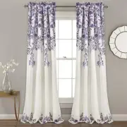 Tanisha Curtains - Light Filtering Window Panel Set, Pair - Floral Vine Print...