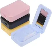 [SAFIGLE] 4pcs Portable Lens Case with Mirror Applicator Tools Stylish Mini Storage Kit for Travel Versatile Holder for Small Accessories Sleek Design