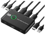 4K KVM Switch HDMI 2 Port Box, USB HDMI KVM Switches for 2 Computers KVM switch