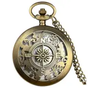Vintage Quartz Pocket Watches for Men with Chains Pendant Pocket Alice Compass