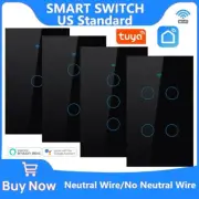 Smart WiFi Touch Light Switch Wall Panel 1/2/3/4 Gang RF Remote Alexa Google Hom
