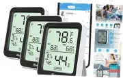 Indoor Hygrometer Thermometer Bluetooth Humidity Temperature 3 Pack Black