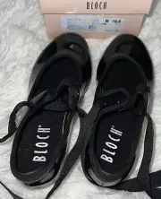New Bloch Annie Tyette Tap Shoes Black Patent Girls Dance Size 10.5M
