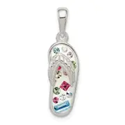 Sterling Silver Multi-Color Stellux Crystal Flip-Flop Pendant