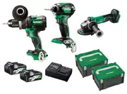 HiKOKI KC36DDBL3(HRZ) - 36V Brushless 3 Piece Drill/Driver/Grinder Combo Kit DDBL3 (2 x 5/2.5Ah)