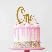 Gold Acrylic 'One' Birthday Cake Topper