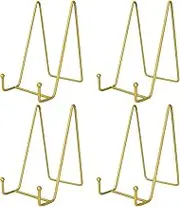 Jewem 4 Pack Plate Stands for Display,Gold Iron Easel Plate Holder Display Stands Metal Frame Holder Stands for Picture Frames,Book,Decorative Plates,iPad and Art(6 Inch)