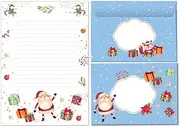 Letter Paper Set Christmas Letter Paper Santa Claus Christmas Letter Pad with Envelope for Children Girls Boys (A5 Pad with 25 Sheets + 15 Envelopes)