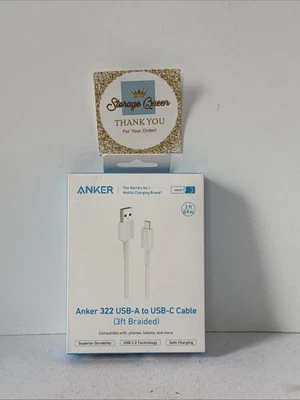 Anker 322 Charging Cable (USB-A/USB-C/Fast Charging) 10ft Braided Cord