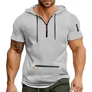 Men's Hoodie Quarter Zip Hoodie Black Navy Blue Blue Khaki Light Grey Hooded Plain Pocket Quarter Zip Sports Outdoor Daily Holiday Polyester Streetwear Basic