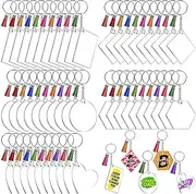 Limnyves 50 Sets Blank Keychains for Vinyl, Acrylic Blanks with 5 Shapes Clear Acrylic Disc