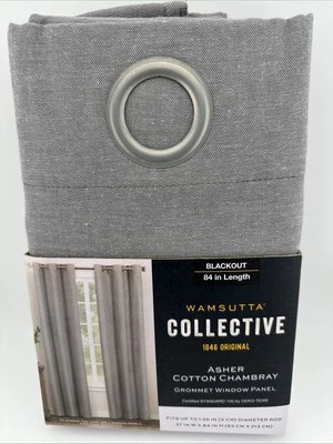 Gray Grumet Blackout Panels Wamsutta Collective 84 x 37 -Asher Cotton Chambray